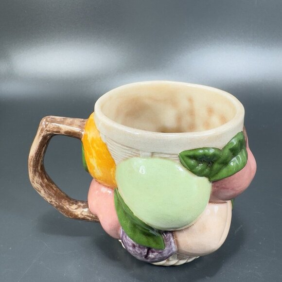 Vintage 1969 Hand Glazed Painted Ceramic Mugs Cups Set 3 Fruit Whimsical Signed - Picture 10 of 14